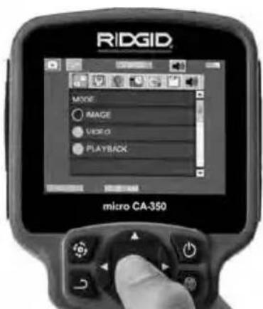RiDGID MODE ○ IMAGE ○ VIDEO ● PLAYBACK micro CA-350