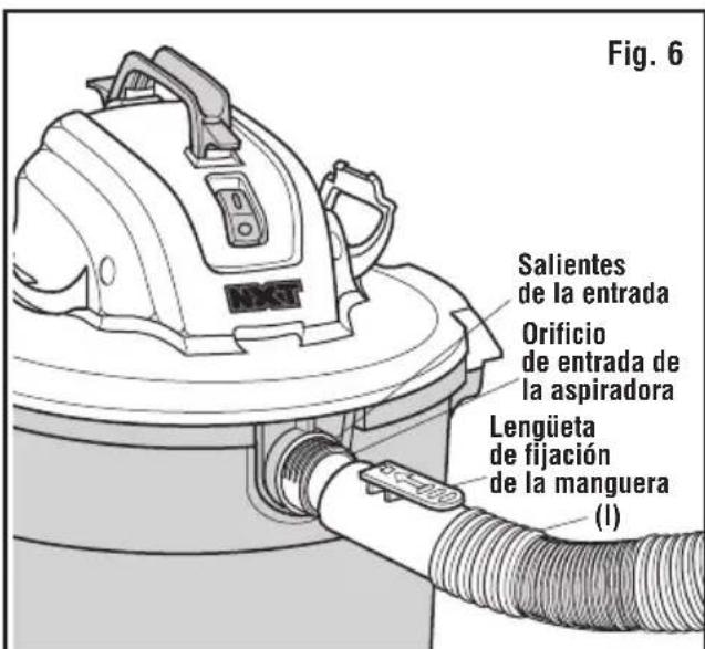 RIDGID HD1640 - INSTALACIÓN Y REMOCIÓN DE LA MANGUERA DE ASPIRACIÓN (Fig. 6) - 1