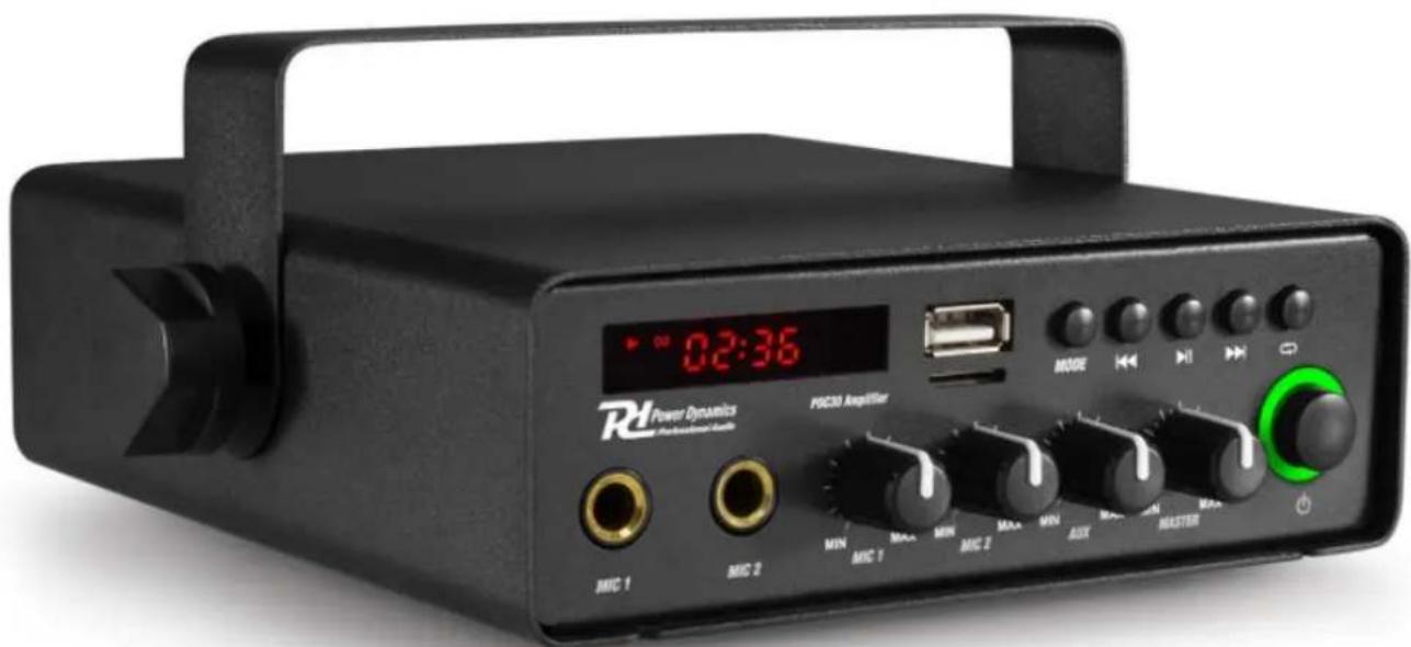 02:36 RL Power Dynamics PDCB amplifier MIC 1 MIC 2 MIN MIC 1 MAX MIN MIC 2 MIN MAX MAX MUST MASTER MOUSE OFF OFF OFF OFF GND