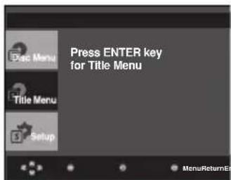 Disc Menu Title Menu Setup Press ENTER key for Title Menu