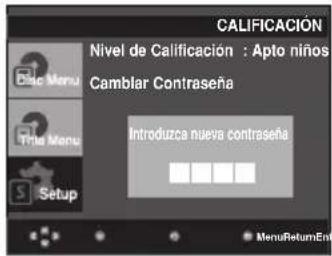 CALIFICACION Nivel de Calificación : Apto niños Camblar Contraseña Introduzca nueva contraseña MenuReturnEnt