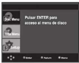 Pulsar ENTER para acceso al menu de disco Disc Menu Title Menu Setup Enter Return Menu