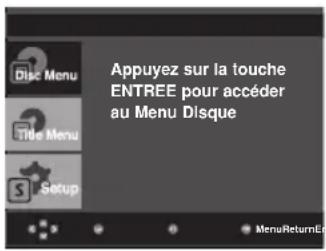 Disc Menu Title Menu Setup Appuyez sur la touche ENTREE pour accéder au Menu Disque MenuReturnEd
