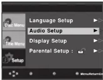 Language Setup Audio Setup Display Setup Parental Setup :