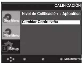 CALIFICACIÓN Nivel de Calificación : Aptoniños Cambiar Contrasena Dire Menu Dire Menu Setup MenuReturnEd