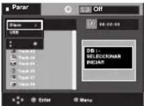 Parar Off File USB DB: -1 RELECKONAR NEIAR Enter Menu