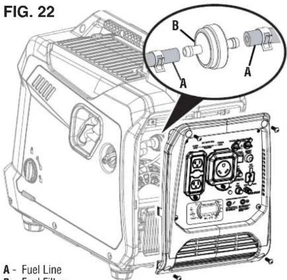 FIG. 22 A - Fuel Line B - Fuel Filter