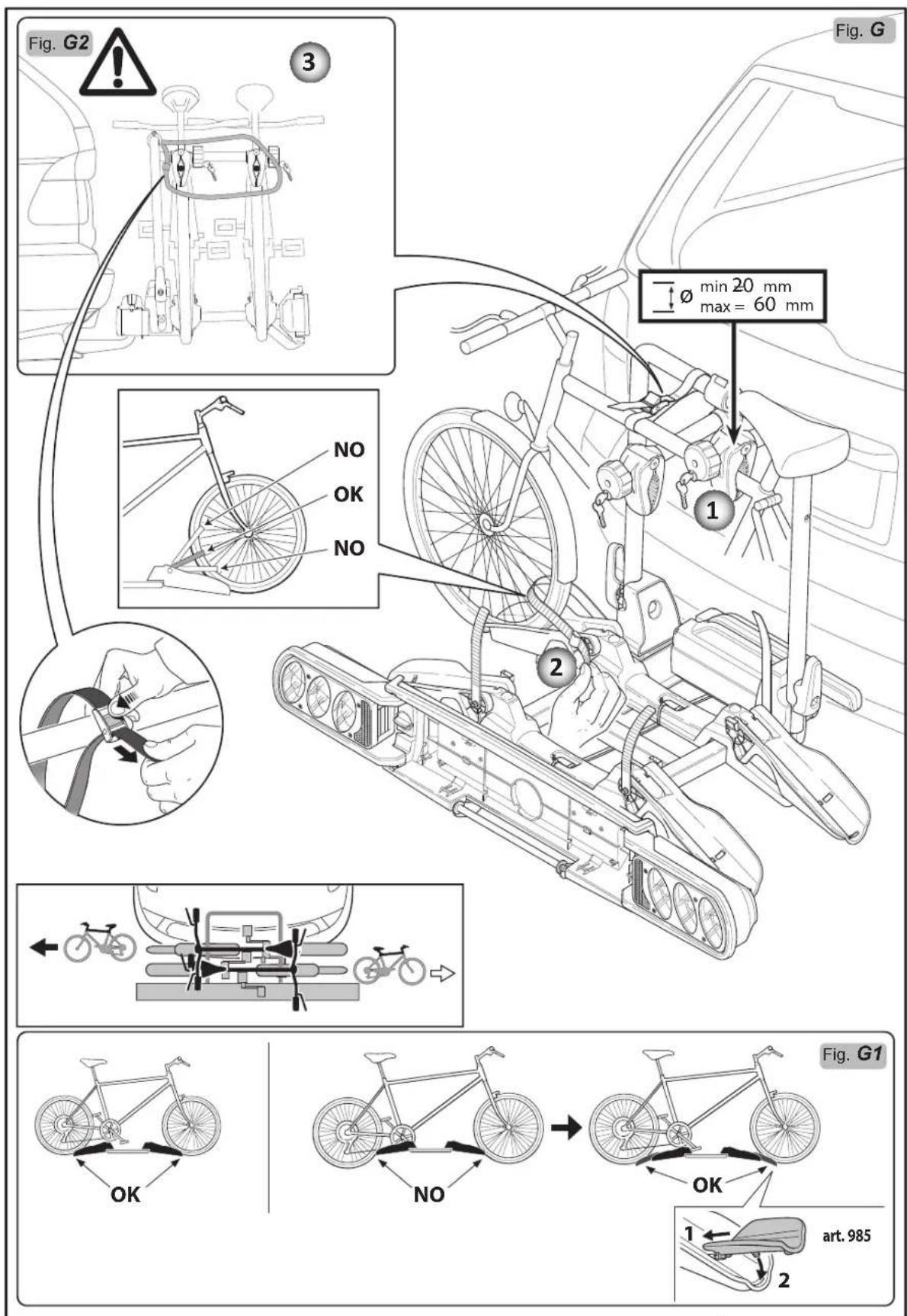 Fischer 126001 - Positionnement et fixation des vélos sur le porte-vélos - 1