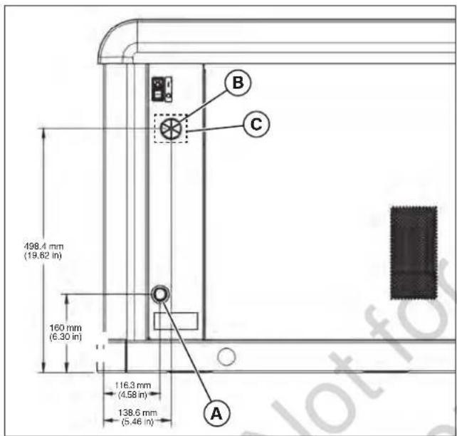 BRIGGS & STRATTON Power Protect 20kW - Emplacements des entrées électriques et d'arrivée de carburant - 1