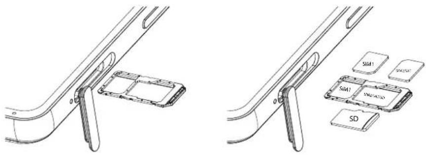 CAT S75 - INSERTION DE LA CARTE SIM ET DES CARTES MÉMOIRES - 1