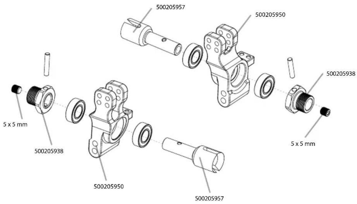 Carson Virus 4.1 4S Brushless - ACHSSCHENKEL HINTEN · REAR HUBS - 1