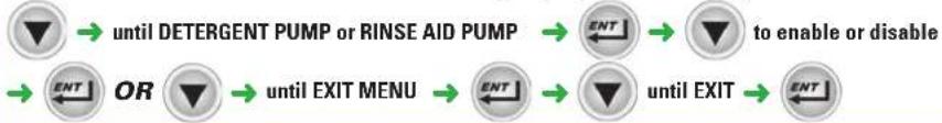 Hobart LXEH2 - CHEMICAL PUMP enable or disable the detergent pump or rinse aid pump. - 1