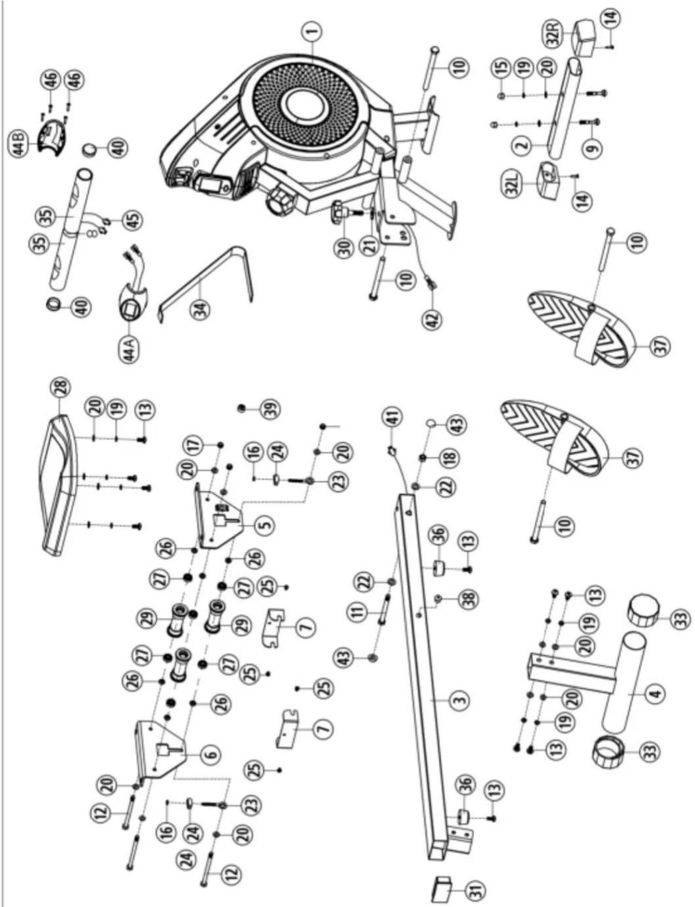 Christopeit RW 500 - Спецификация - Список запасных частей RW 500 № заказа 1960 - 2