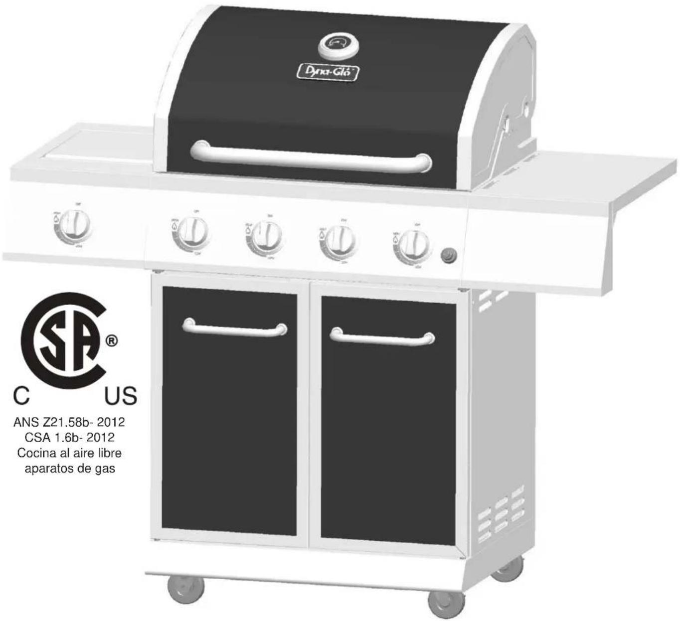 Dyna-Glo® C US ANS Z21.58b- 2012 CSA 1.6b- 2012 Cocina al aire libre aparatos de gas