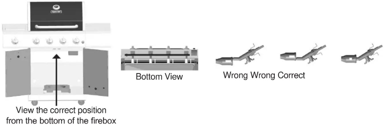 View the correct position from the bottom of the firebox Bottom View Wrong Wrong Correct