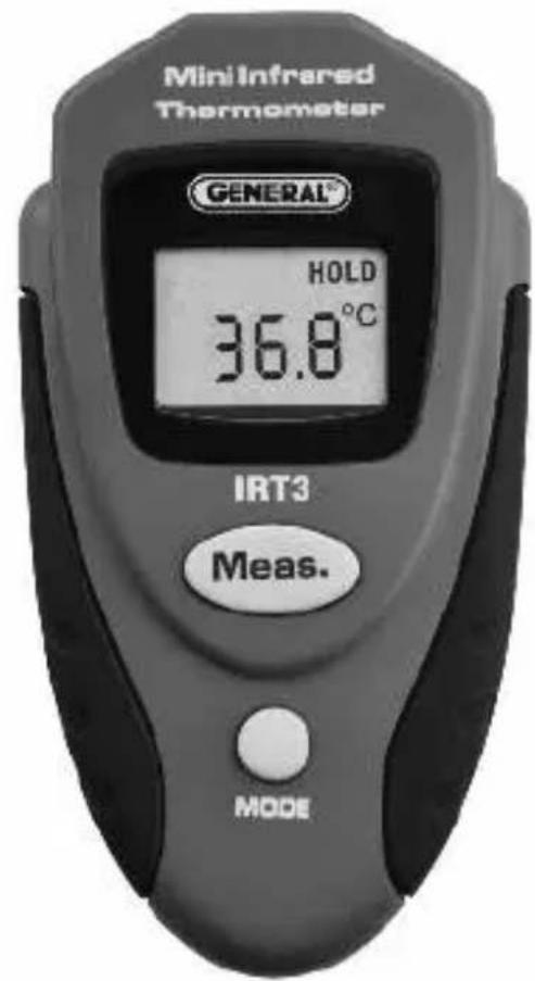 Mini Infrared Thermometer GENERAL® HOLD 36.8°C IRT3 Meas. MODE