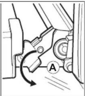 Mechanical assembly diagram showing a rotating component with labeled point A (no text or symbols beyond label)