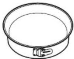 Simple line drawing of a circular sieve or pan with a handle (no text or symbols)