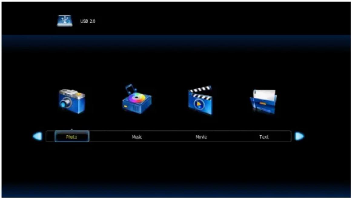USB 2.0 Photo Music Movie Text