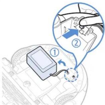 Diagram showing a car interior with a component labeled ① and a hand adjusting a switch, accompanied by an inset diagram illustrating the process.