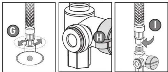 G H I