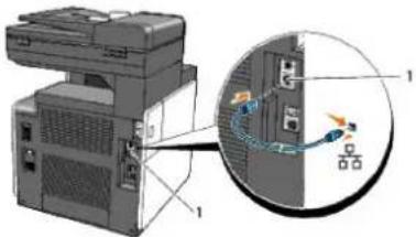 Diagram showing a printer or printer with labeled components and an inset close-up of the internal structure, likely illustrating a mechanical or electronic assembly.