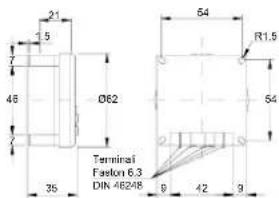 21 5 7 48 Ø62 35 Terminal Fason 6.3 DIN 46248 9 42 9 54 R1.5 54