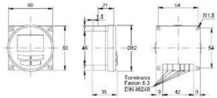 E0 80 21 5 46 Ø62 35 54 R1.5 54 Terminalos Fason 6.3 DIN 46248 9 42 9