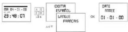 01.04 - 01 - 00 23:48:07 5 12 2 10 >3 s IDIOMA ESPAROLO LANGUE FRANÇIS OK DATE ANNEE 01 - 01 - 00