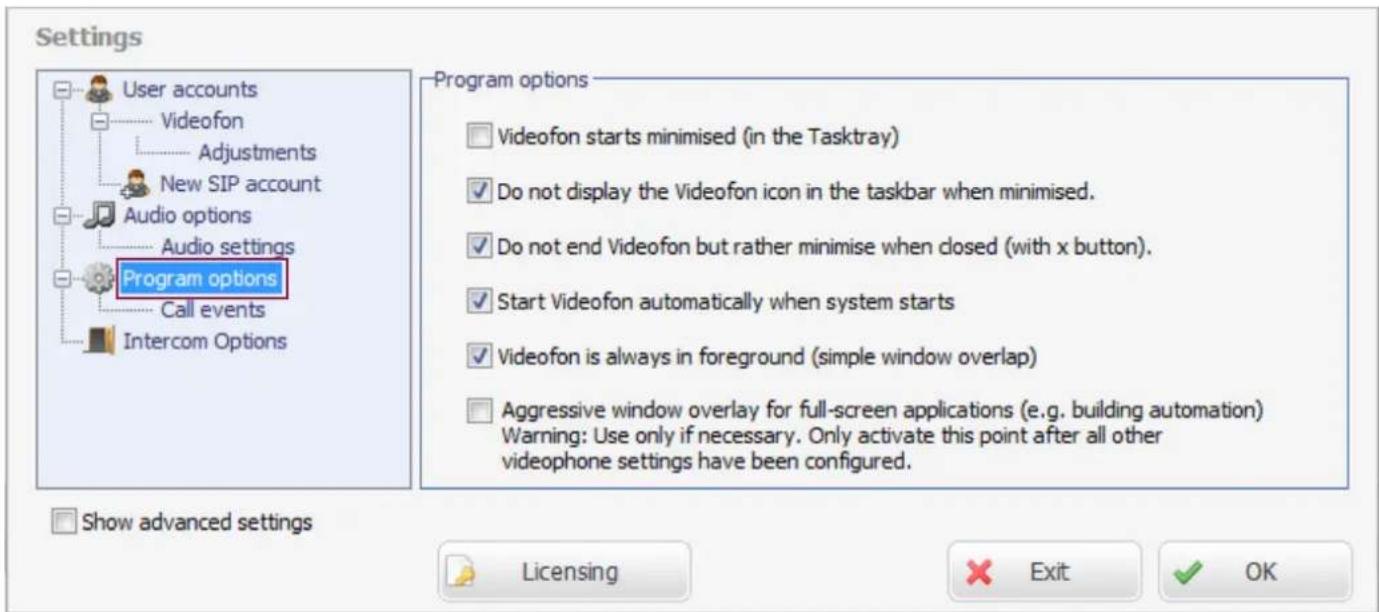 HAGER RTS001X - Set behaviour options for the application - 1