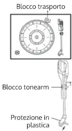 Blocco trasporto Blocco tonearm Protezione in plastica
