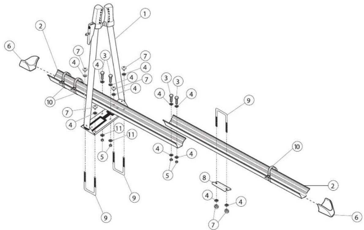 Fischer Dach - Liste des pièces du porte-vélos de toit - 3