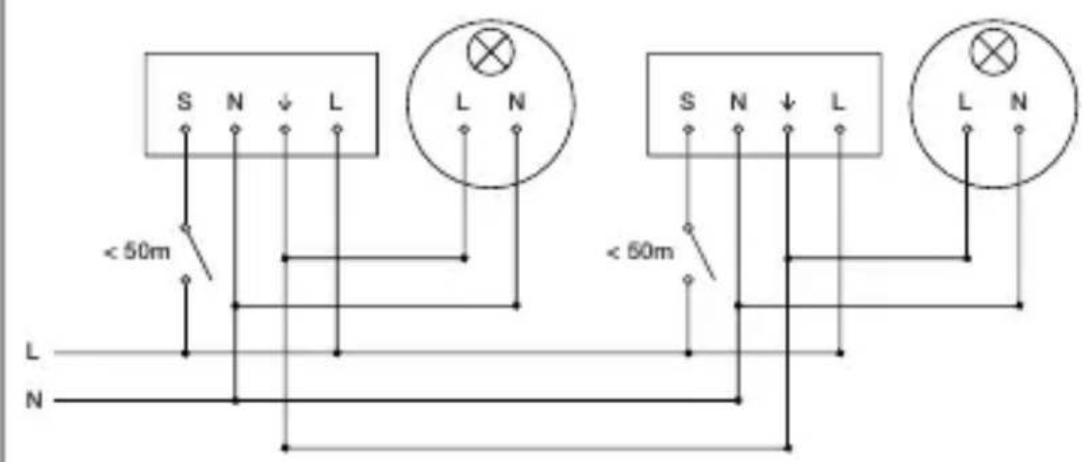 STEINEL MD IR 4360 - Ledningsdiagram COM1 indfældet – parallelkobling - 1