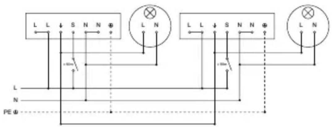 STEINEL MD IR 4360 - Schema elettrico COM1 in superficie – collegamento in parallelo - 1