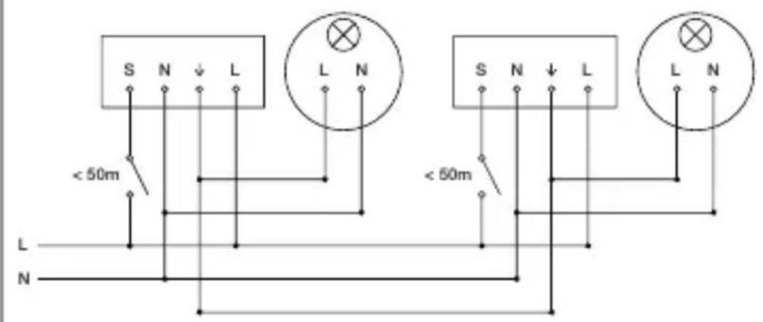 STEINEL MD IR 4360 - Stikalni načrt COM1 podomet – vzporedni priklop - 1