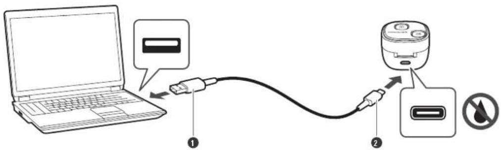 AUDIO TECHNICA ATHSQ1TW2 - Connectez le cable de recharge USB fourni (cote USB Type-C) à la prise pour batterie du boit charge. - 1