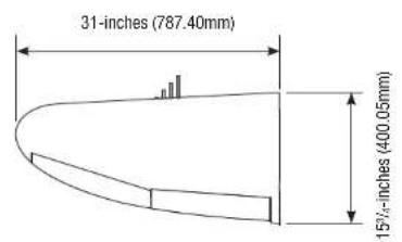 31-inches (787.40mm) 15½-inches (400.05mm)