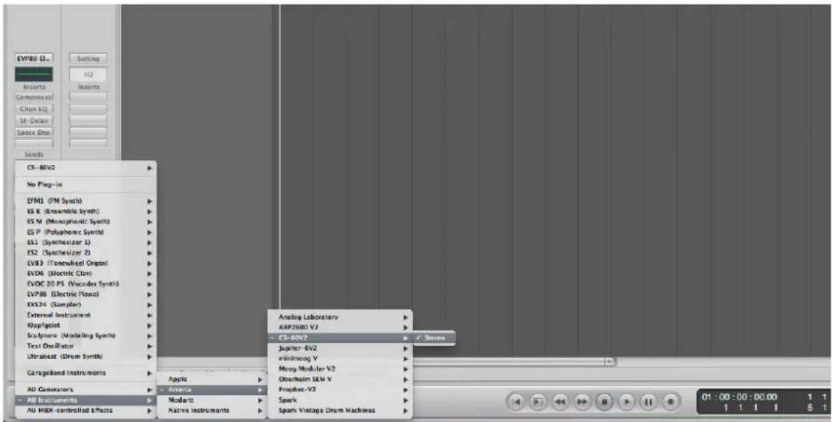 Arturia CS80 V2 - UTILISATION DANS LOGIC, MAC OS X (AU) - 2