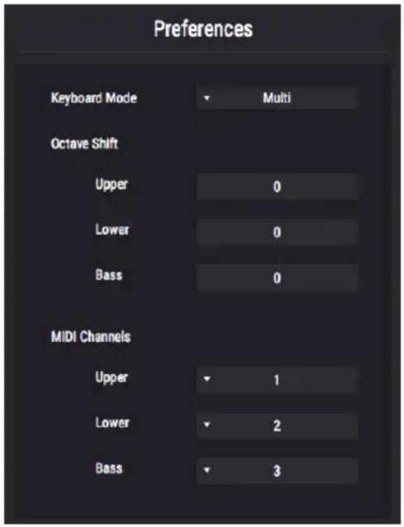 Arturia B3 V2 - La fenêtre Keyboard Preferences - 1