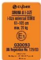 CYBEX Sirona Gi iSize - 認証 - 1