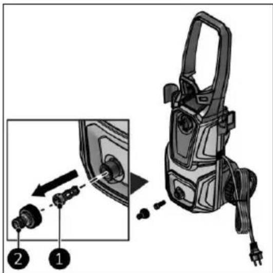 Diagram showing a hairdryer with labeled parts and an inset view of the component being adjusted.