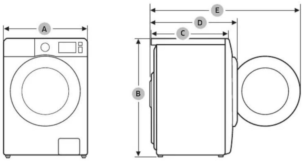 SAMSUNG WD11T754AWH - Technisches Datenblatt - 1