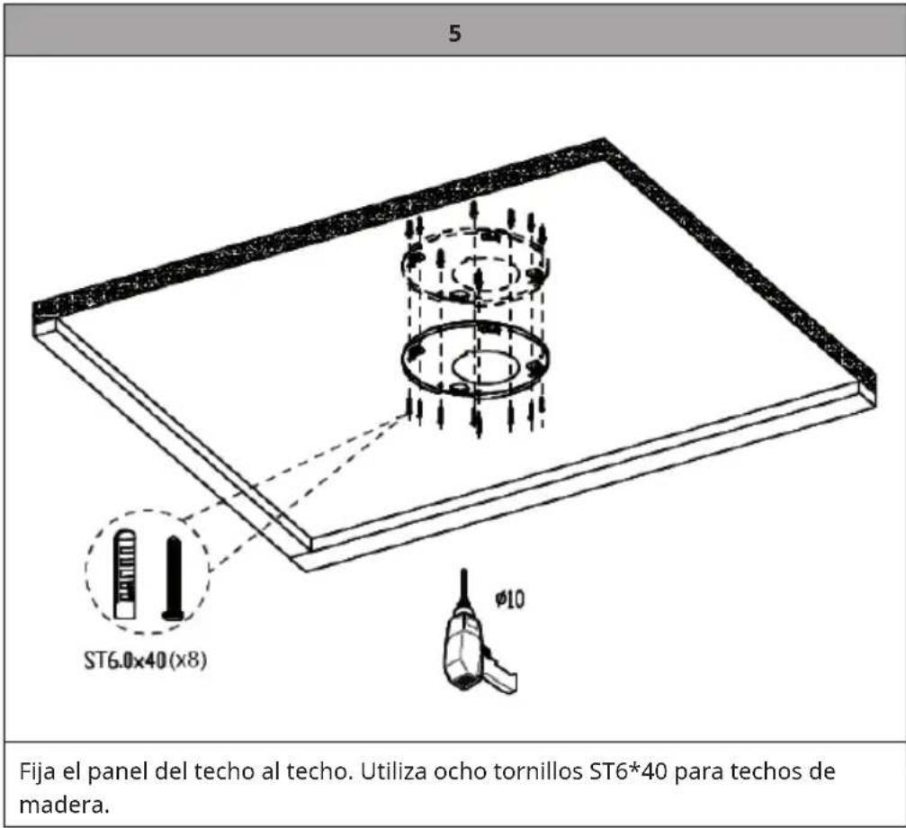 5 ST6.0x40(x8) Fija el panel del techo al techo. Utiliza ocho tornillos ST6*40 para techos de madera.