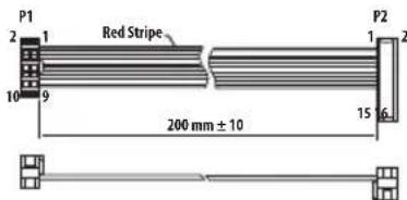 P1 2 1 Red Stripe 10 9 200 mm ± 10 P2 1 2 15 6
