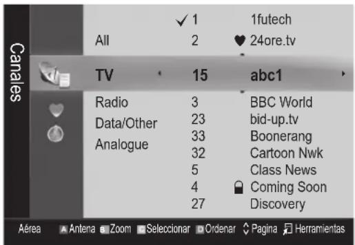 Canals All √ 1 2 1futech ♥ 24ore.tv TV 15 abc1 Radio 3 BBC World Data/Other 23 bid-up.tv Analogue 33 Boonerang 32 Cartoon Nwk 5 Class News 4 Coming Soon 27 Discovery Aérea Antena Zoom Seleccionar Ordenar Pagina Herramientas