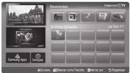 Recomendado Internet@TV As Minhas Aplicações por Data 1/1 Samsung Apps Dolinoções An In.sess Marcar como Favorio Organar por Regressor
