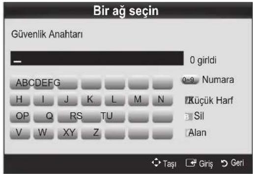 Bir ağ seçin Güvenlik Anahtarı 0 girldi ABCDEFGHIJKLMNOPQRSTUVWXYZ A B C D E F G H I J K L M N O P Q R S T U V W X Y Z 0-9 Numara Küçük Harf Sil Alan Taşı Giriş Geri