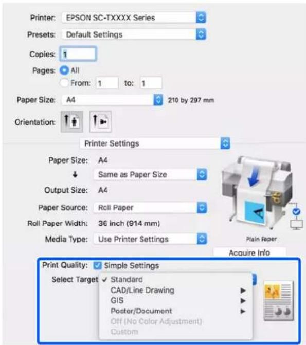 EPSON SCT3100M - Sélectionnez Select Target (Sélect. cible) dans Print Quality (Qualité). - 1