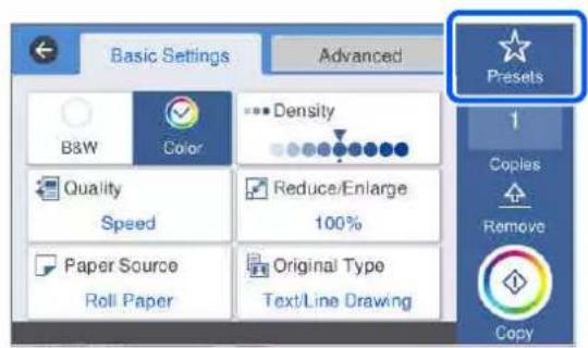 EPSON SCT3100M - Utilisation de vos présélections - 1