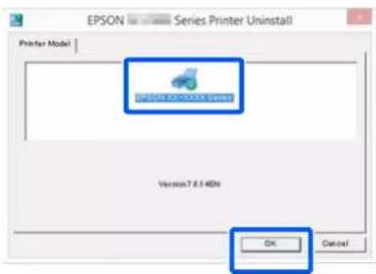 EPSON Series Printer Uninstall Printer Model Version7.8.140N OK Cancel